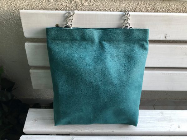 Front of waterproof green big fabric bag