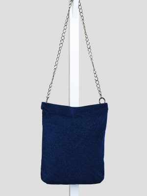 Indoor shoot of blue cotton fabric bag