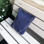 General view of blue cotton bag on the bench