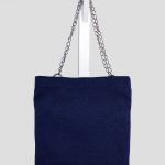 Indoor shoot of big blue cotton fabric bag